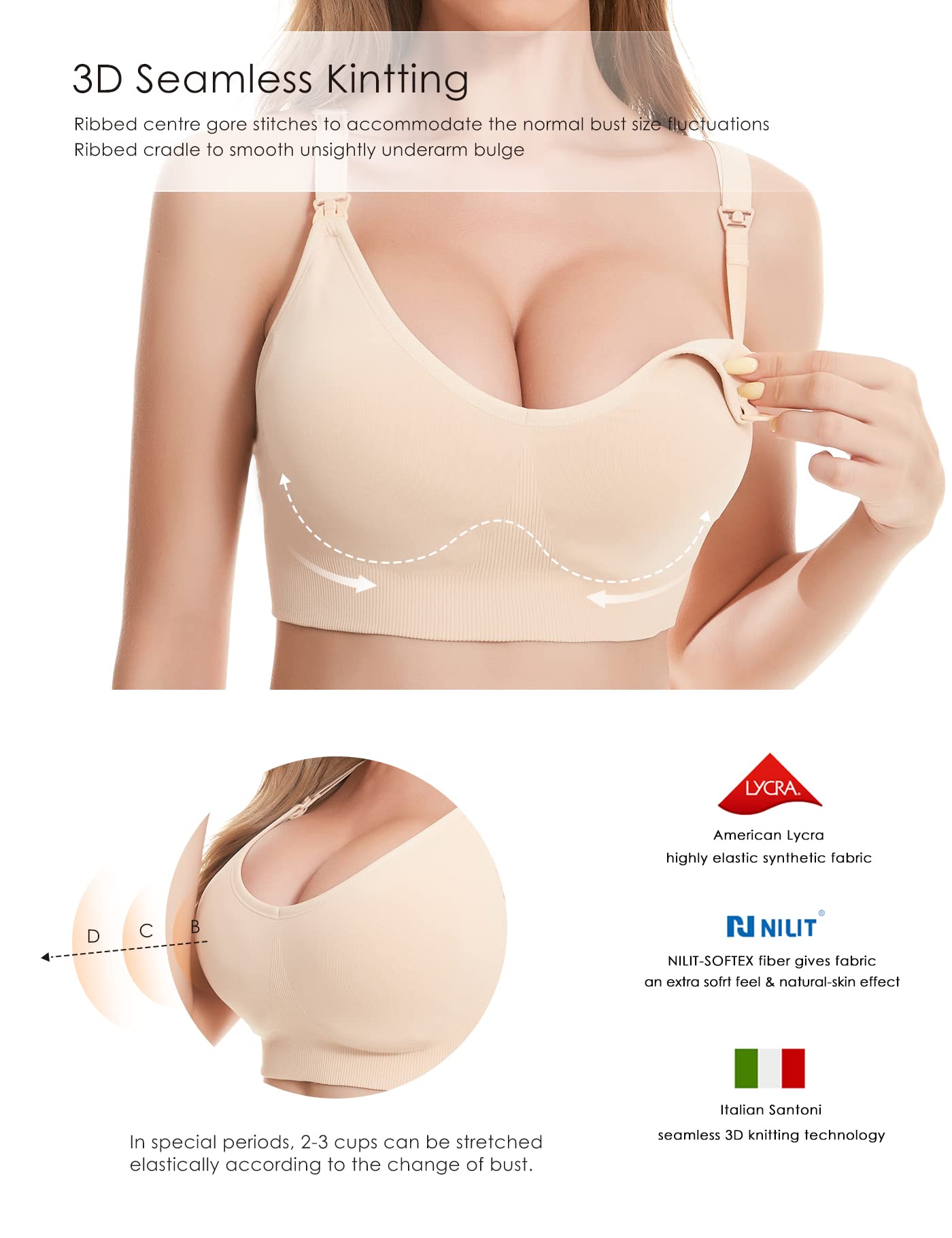 Still-BH für Damen, nahtlos, bügelfrei, mit Clip-Down, weicher Stütz-BH für Schwangerschaft, Schlafen und Stillen
