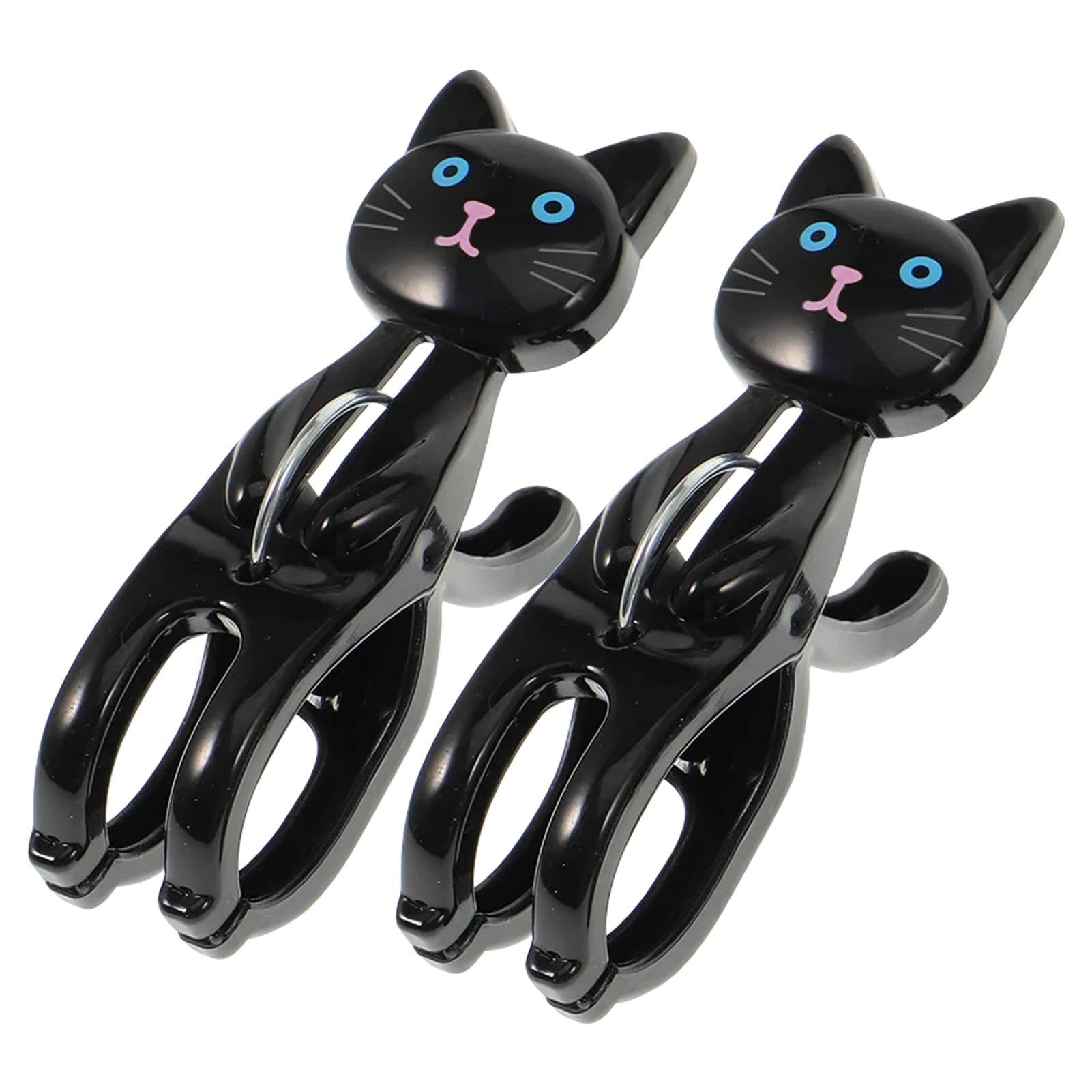 8 mollette in plastica per vestiti, con simpatico gatto, per asciugare la biancheria da bucato e appendiabiti, colore nero