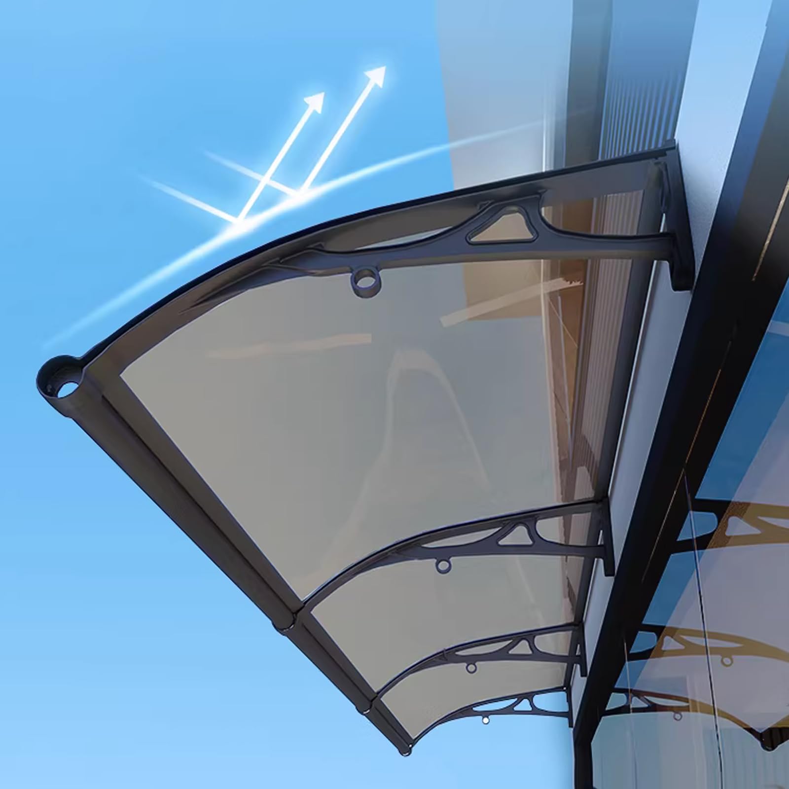 GJMSSMY Modern Door Canopy Awning, 100x80cm Entrance Shelter, Polycarbonate Protection Against Sun & Rain, Stylish Outdoor Overhang for Front Doors