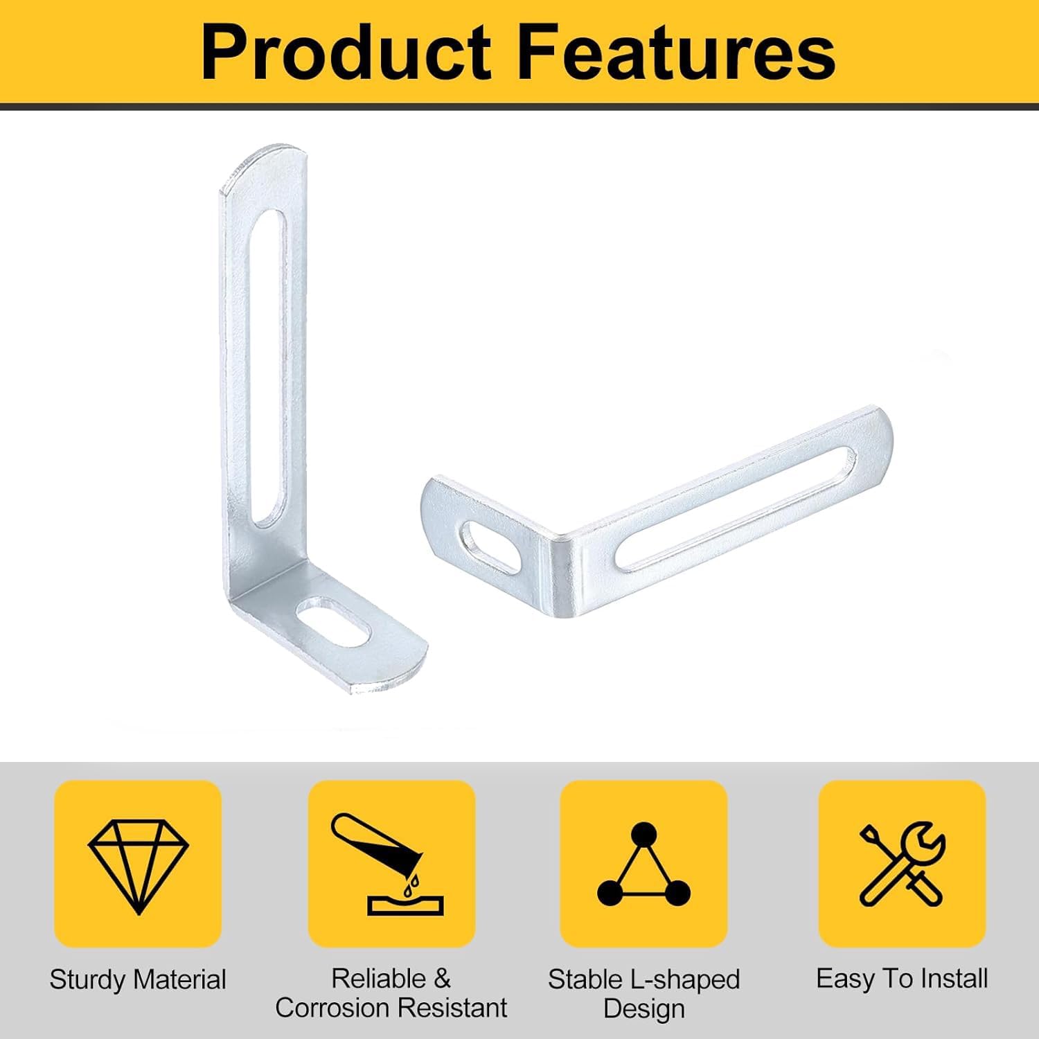20PCS 2.88"x0.95"x0.6" Slotted Corner L Bracket Adjustable Angle Brace Metal 90 Degree Fastener Heavy Duty Support Brackets for Fixing Wooden Furniture Chair Table Cabinet (2.88"x0.95"x0.6")