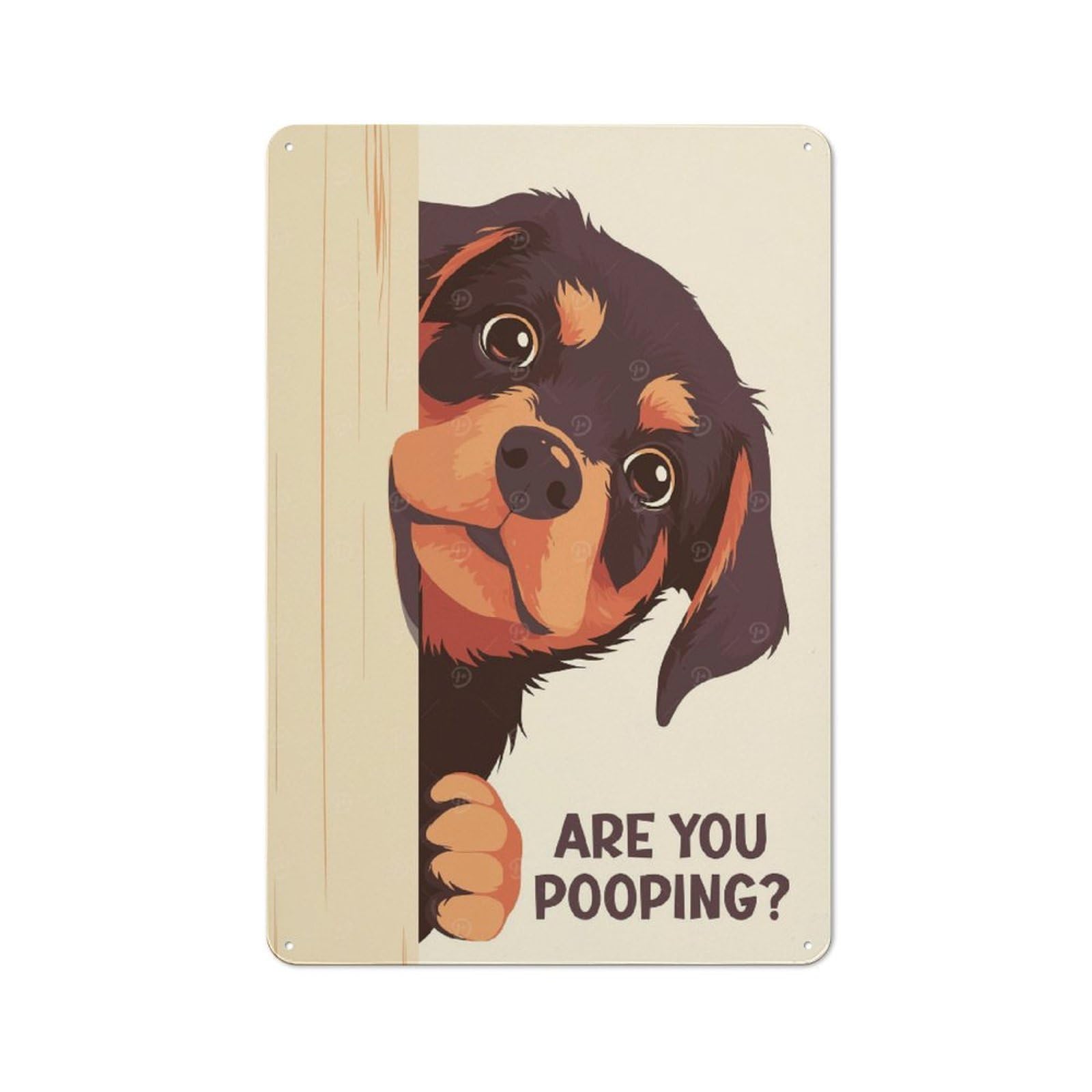 Junmoney Rottweiler Peeking Are You Pooping 30X20cm Industrial-Style Tin Sign With For Hallway Wall, A Metal Wall Feature For A Newly Arranged Hallway