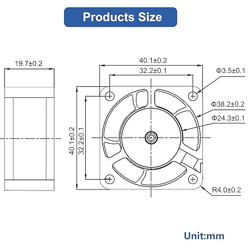 Miniatura 7 de Paquete de 2 ventiladores 4020 de 24 V con rodamiento de bolas dual, ventilador de enfriamiento sin escobillas de flujo de aire fuerte de 1.575 in x