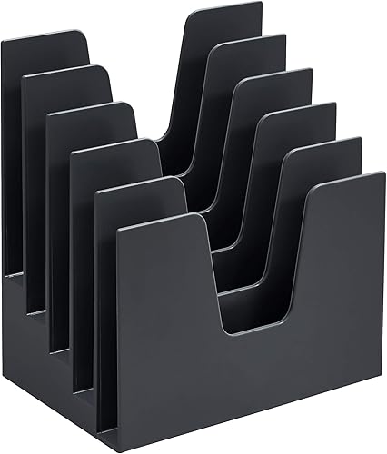 Acrimet Organizador clasificador de archivos inclinados de 5 secciones, correo, carpeta, organizador de escritorio de cartas, estante para