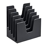 Acrimet 5 Section Incline File Sorter Organizer, Mail, Folder, Letter Desk Organizer, Rack for Office Organization Desktop (Plastic) (Black Color)
