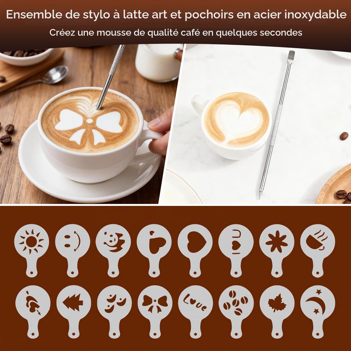 Lot de tampons à expresso de 58 mm avec station tamper