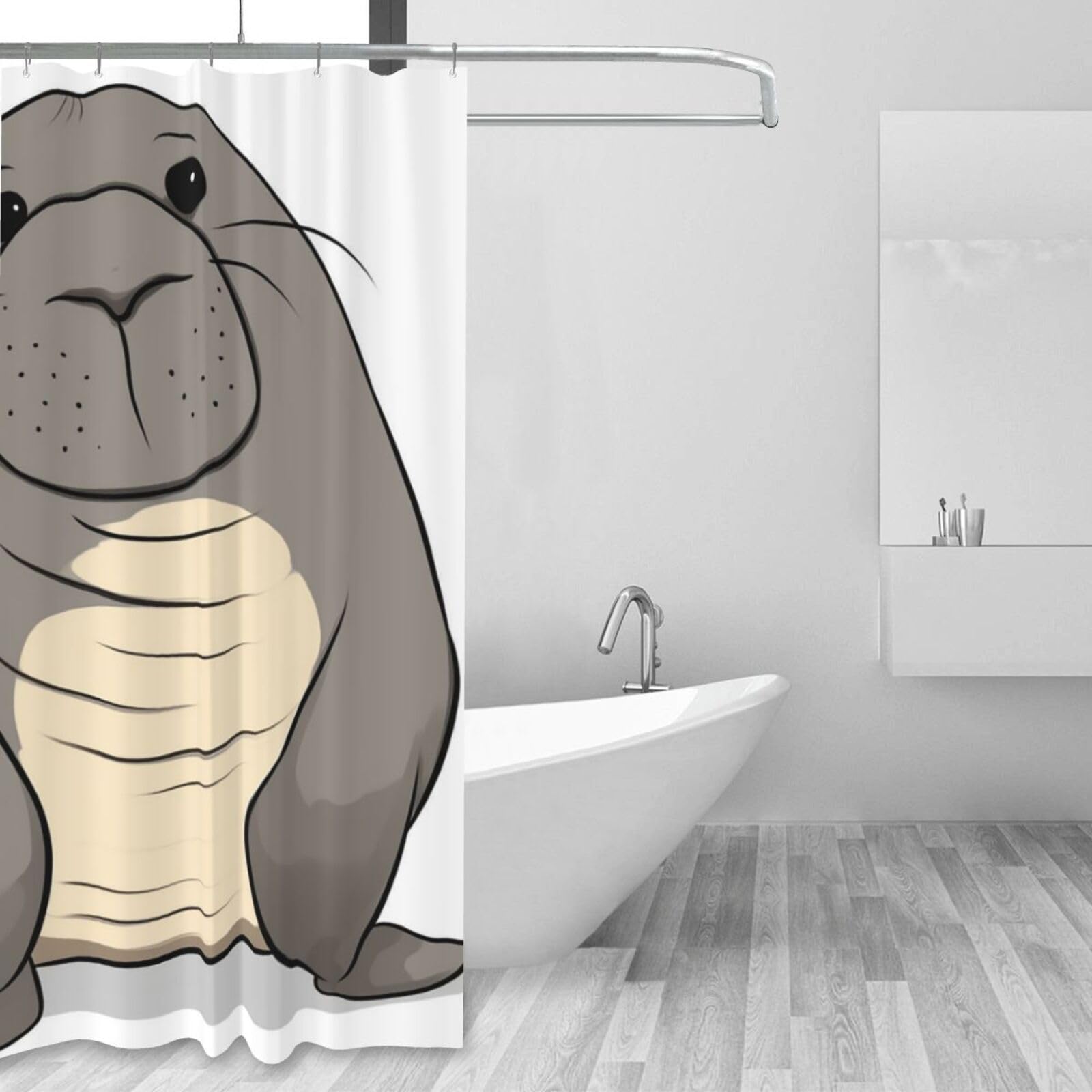 Rideau de douche imperméable anti-éclaboussures motif morse avec 12 anneaux