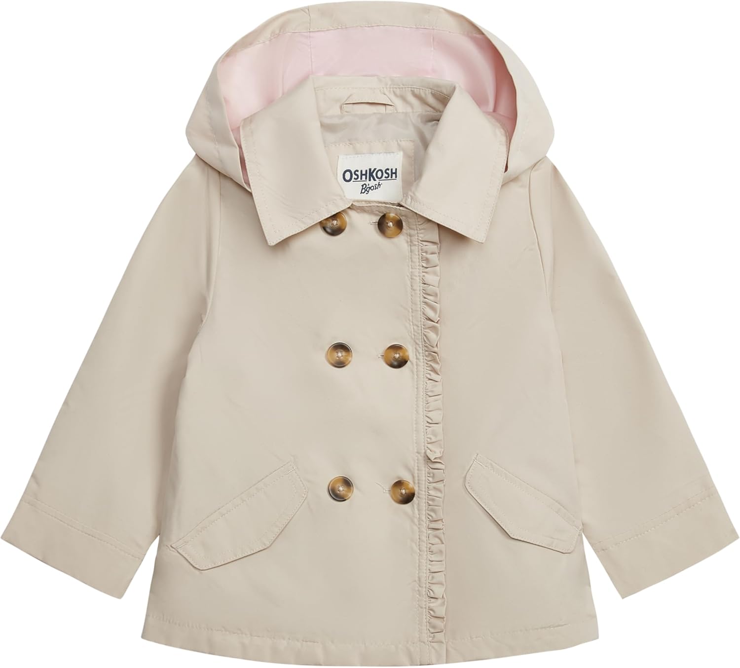 Girls' OshKosh B'Gosh Hooded Trench Coat in Tan