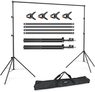 LINCO Lincostore Backdrop Support Stand Kit 10x6.5ft Adjustable Photography Studio Photo Background Support System with Carrying Bag for Green Screen Muslin, 4171 (10ft Wide 7ft high)