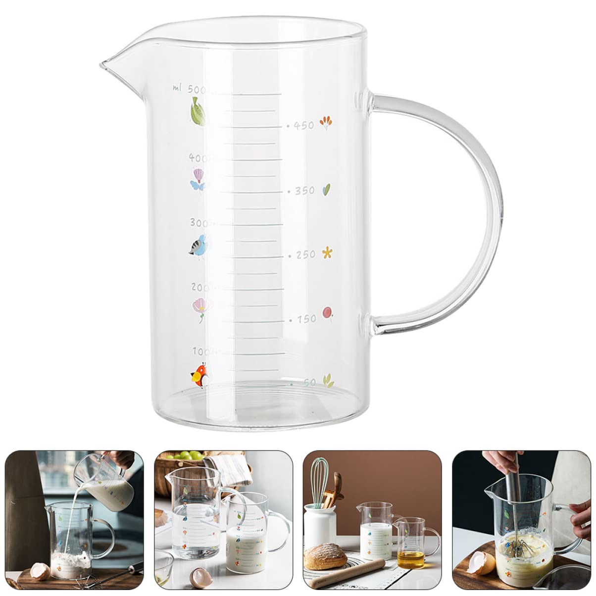 3 pcs and Jug Container Drinking Tea Easy Microwave Tool High Glass Cooking Cream Sugar Maker Transparent Kitchen Measurements Use V- Measure Pitcher Shaped Frothing Art Mug (Color : Assorte