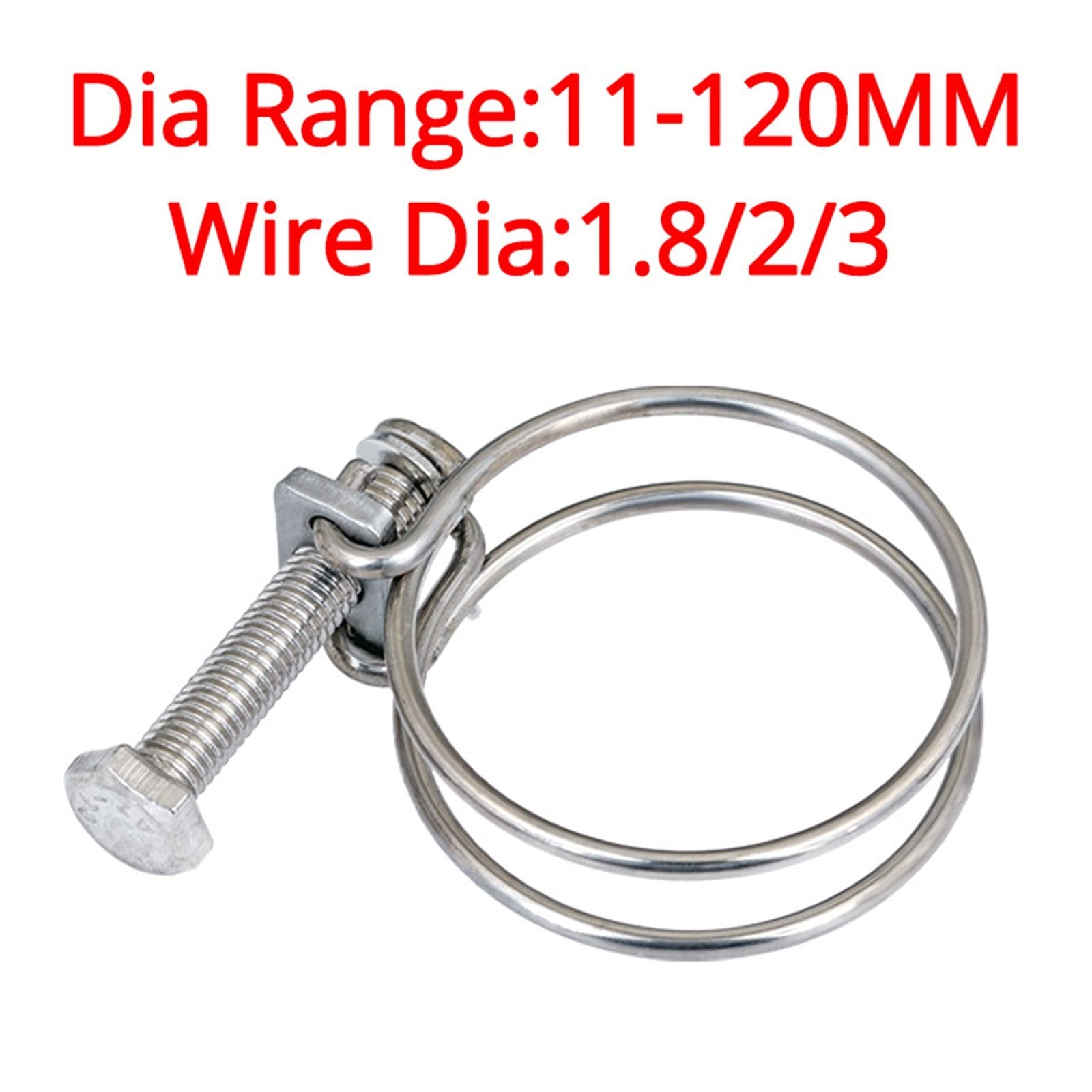 Fascette stringitubo, Morsetti for canalizzazione, Diametro filo 1,8 2 3 Doppio filo Gola Cerchio Tubo Regolare Clip Impianto idraulico Morsetto for tubi Fissaggio in acciaio inossidabile 304 (dimensi