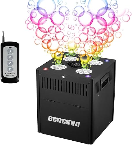 BORGOVA Máquina comercial de burbujas con luces, control DMX, control remoto inalámbrico, perfecto para bodas, fiestas infantiles, escenarios y