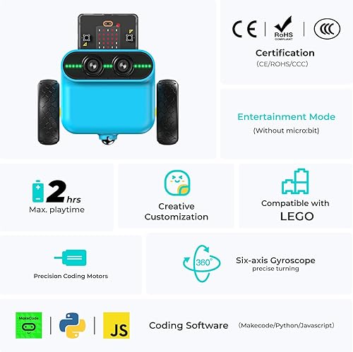 Miniatura 5 de ELECFREAKS Microbit Tpbot-Edu - Kit de versión de control preciso ángulos e direcciones adecuado para proyectos STEM, BBC Microbit DIY Coding Car