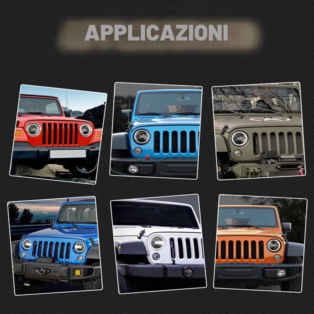AIVYNA Fari A LED Rotondi da 7 Pollici con Fari Abbaglianti Omologati DOT con DRL per Jeep Wrangler JK LJ CJ TJ 1997-2016 2 Pezzi