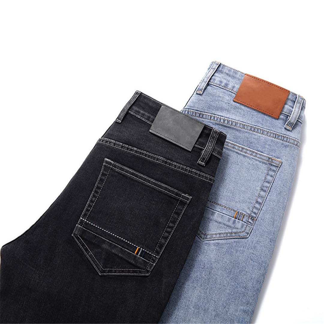 Vogrtcc Pantalones Vaqueros Ajustados para Hombre, Rectos, Informales, De Negocios, Elásticos, De Mezclilla