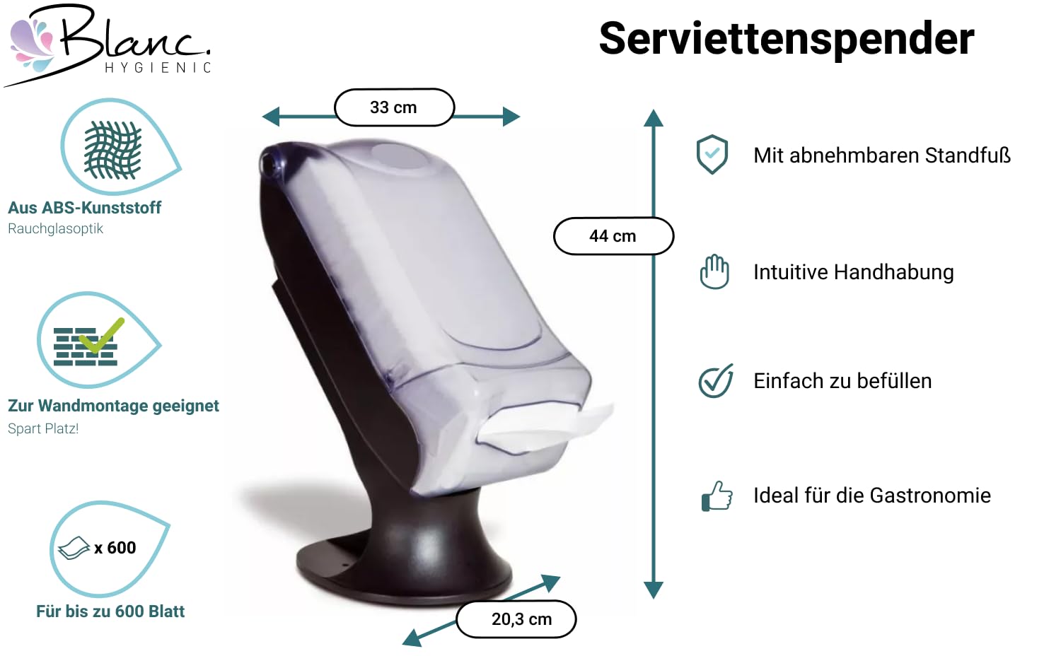 Value Serviettenspender Rauchglas, bis 600 Servietten