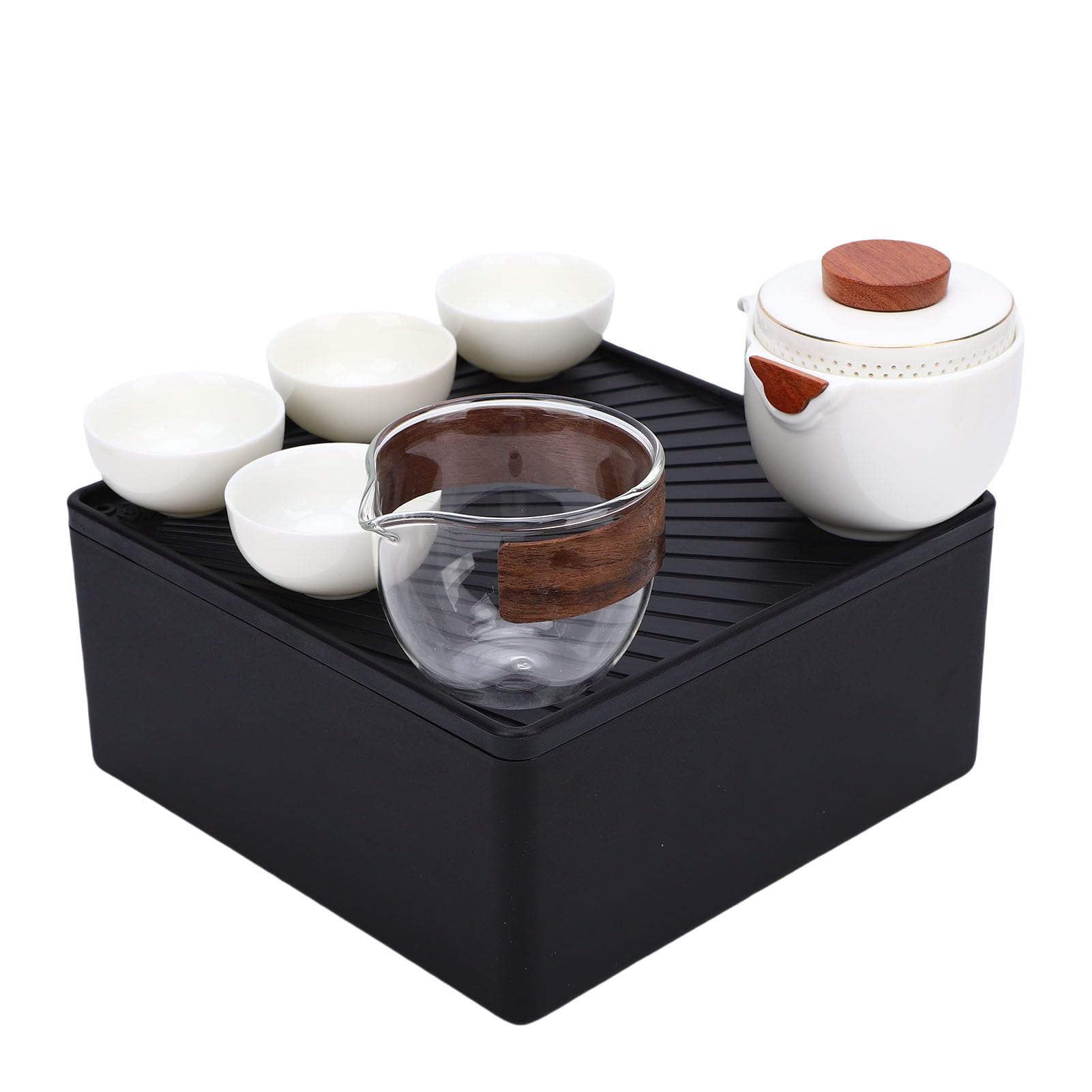 Zestaw do Chińskiej Herbaty Kung Fu, Ceramiczne Zestawy do Herbaty Kung Fu z 4 Filiżankami, Przenośny Chiński Zestaw do Herbaty Gongfu Porcelanowy Japoński Czajniczek