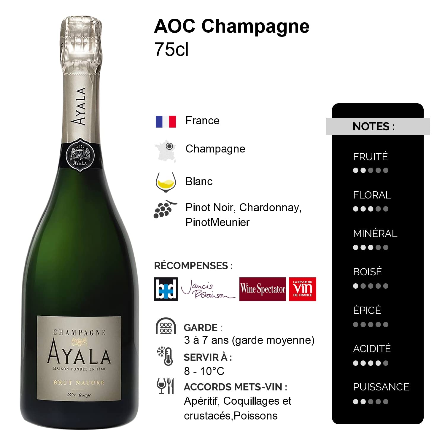 Champagne Brut Nature - Blanc - Maison Ayala (75cl)