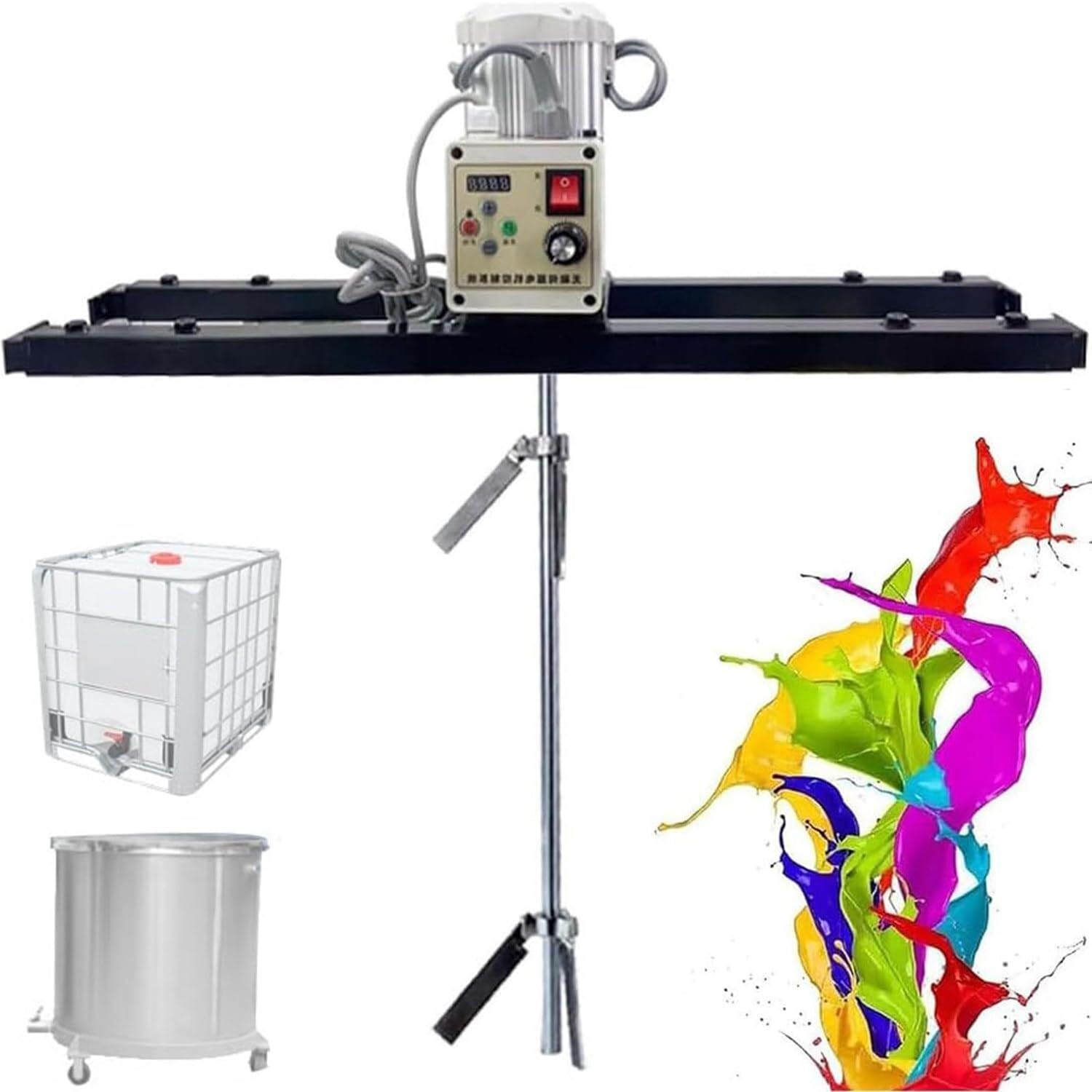 Mezclador de tanque eléctrico con soporte, agitador de aire IBC con hélice plegable, herramienta for mezclar pintura, for disolvente de tinta, 2100 W(L4)