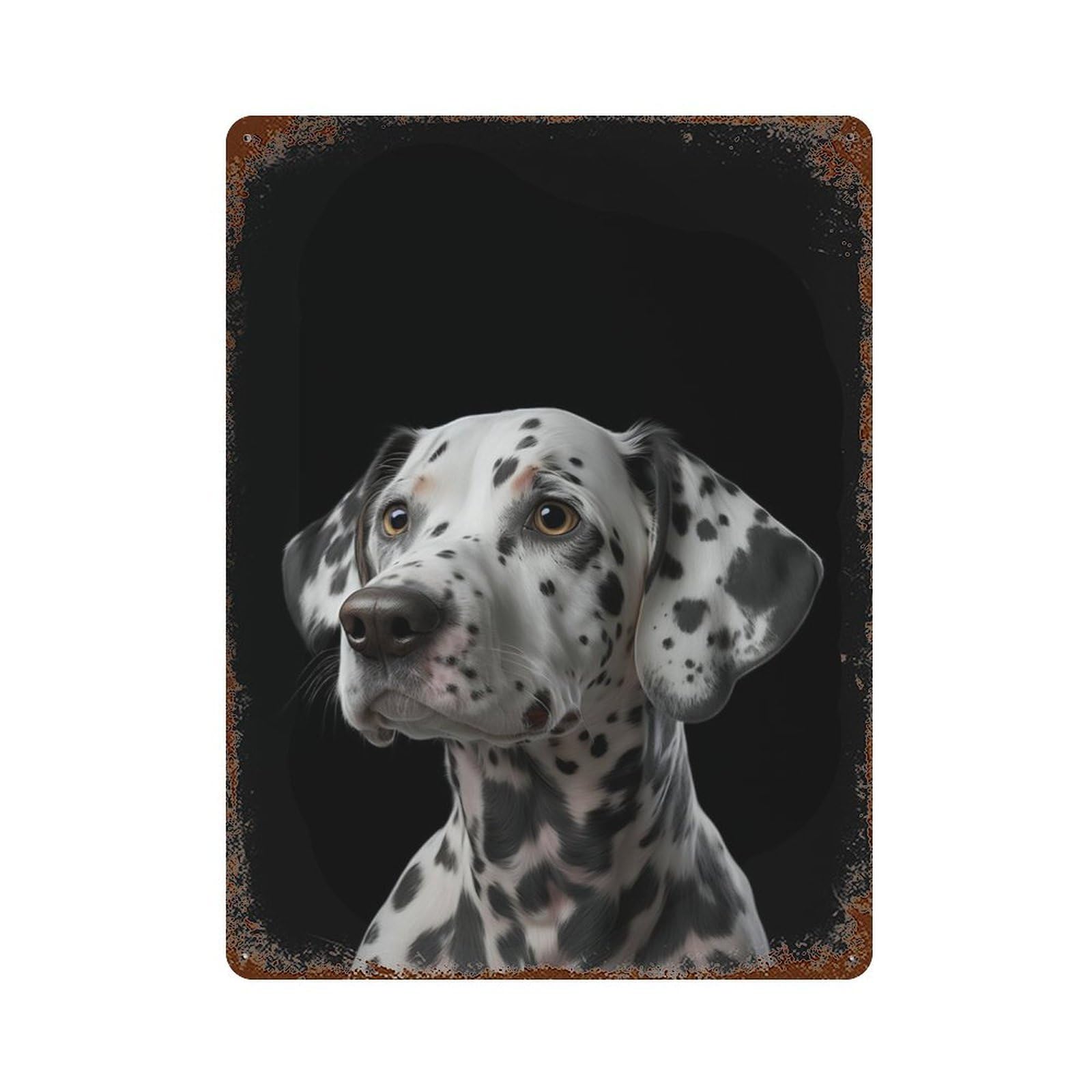 Garage Style Dalmatian Dog Portrait Rust Effect Tin Sign 15.7"x11.8", Classic Wall Plaque for Bar And Workshop