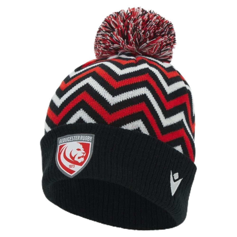 Macron Gloucester Rugby 2025/26 Pom Pom Beanie Black