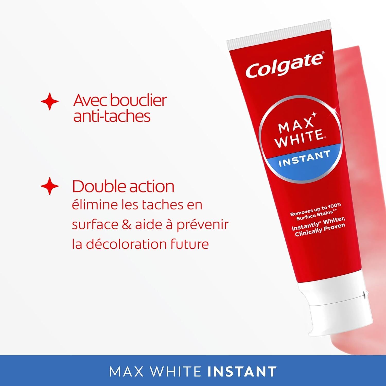 Colgate® MaxWhite Instant – Dentifrice 12x75ml | Dentifrice Blancheur - Effet instantané - Technologie Azurants Optiques - Doux pour l'émail