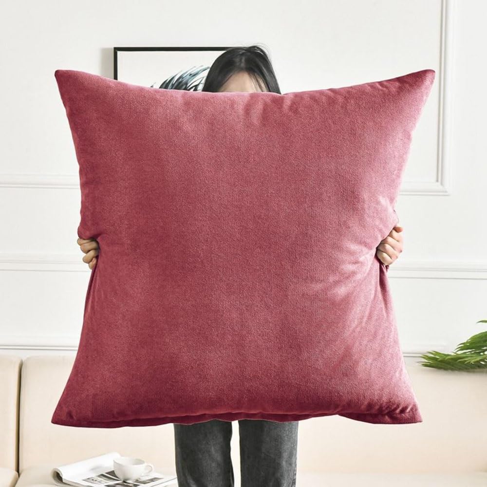 Decorative Pillow Covers Cushion Covers 50x50, 60 x 60,70x70,80x80 cm Super King Size Square Extra Large Pillow Protectors with Invisible Zipper pillowcases for Bed Sofa Couch ( Color : Burgundy , Siz