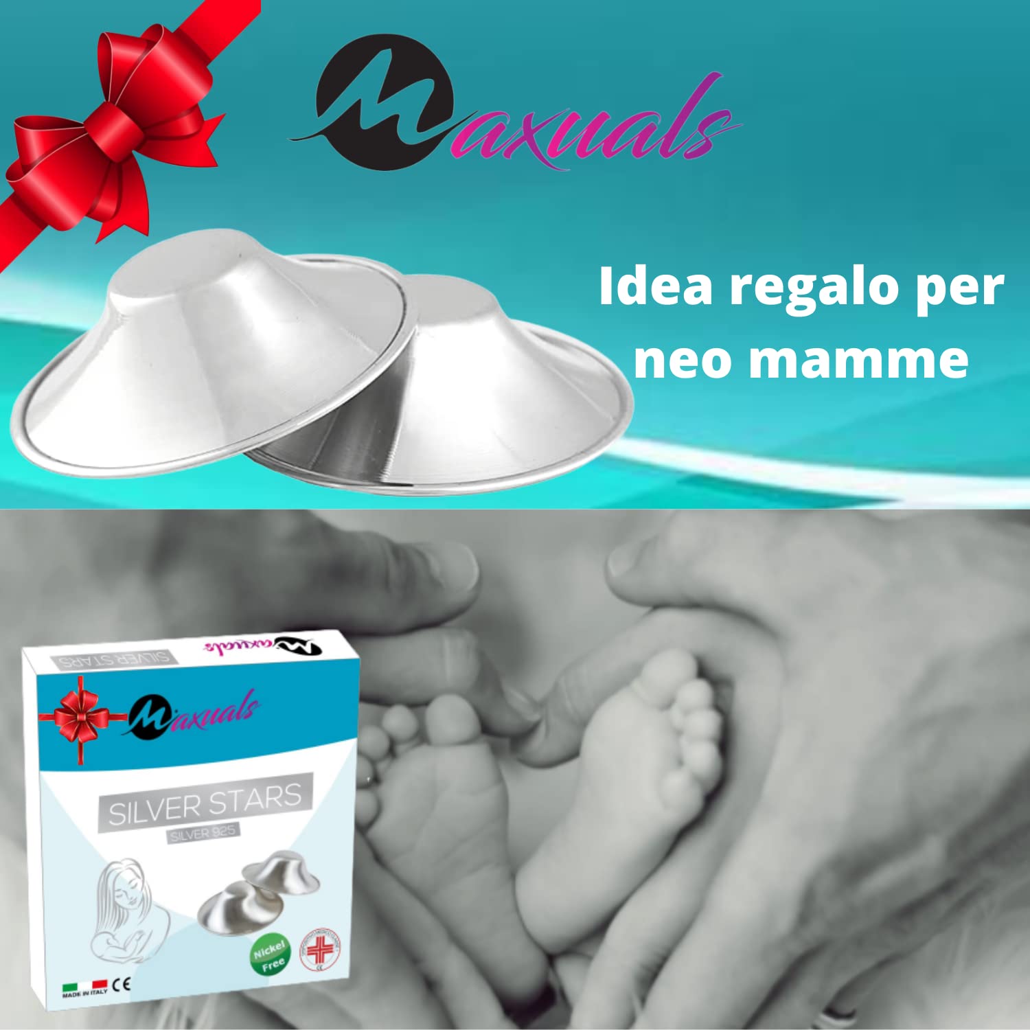 Paracapezzoli in Argento, Coppette Seno per Capezzoli, Copricapezzoli d'Argento,Protezione Senza Nichel.