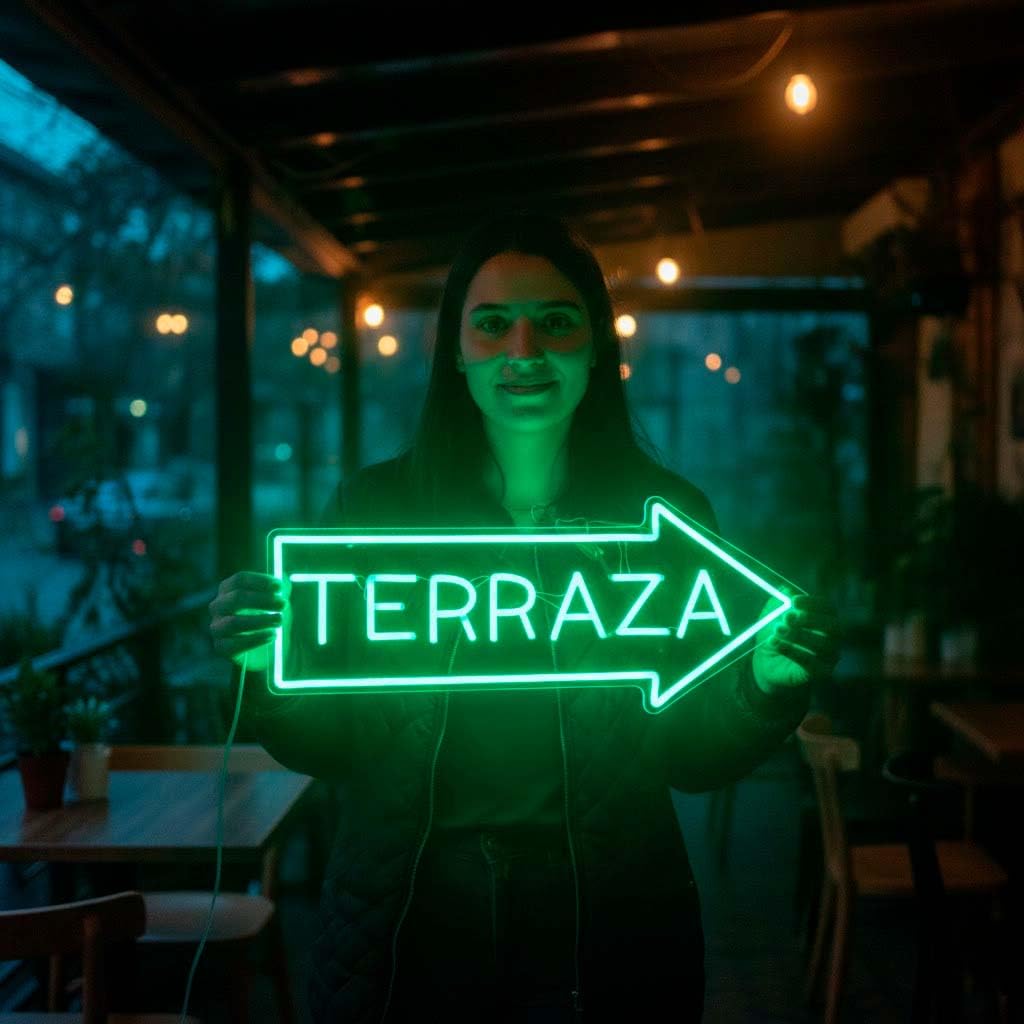 Letrero personalizado neon led TERRAZA - Cartel iluminado señalización terrazas para bares, discotecas, pubs, cafeterías