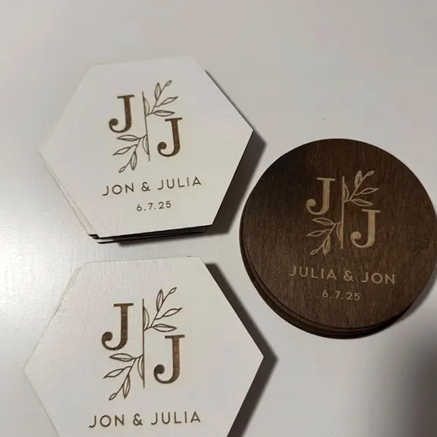 Posavasos De Regalo Personalizados, Posavasos De Boda, Regalos De Boda For Invitados Al por Mayor, Posavasos De Regalo De Boda, Posavasos De Boda, Adornos De Boda De Madera,(80pcs)