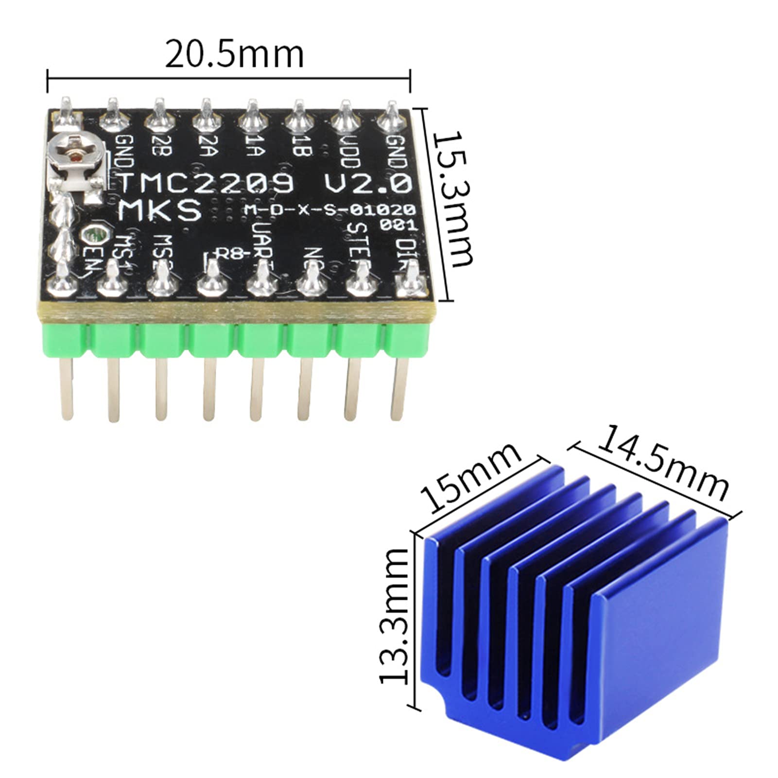 DEWIN Tmc2209 Stepper Motor Drivers Mute Driver,Modulo Driver Motore Passo-Passo Tmc2209 Drivers Stepper con Dissipatori di Calore Driver per Stampante 3D (5pcs)