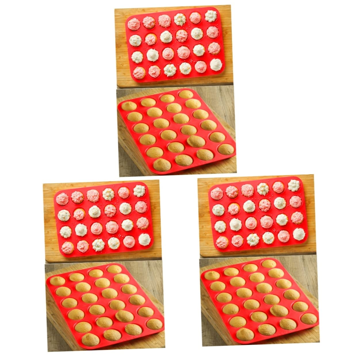 Alipis 3pezzi Muffin Silicone Cavità Antiaderente e Facile Per Cupcake e Dolci