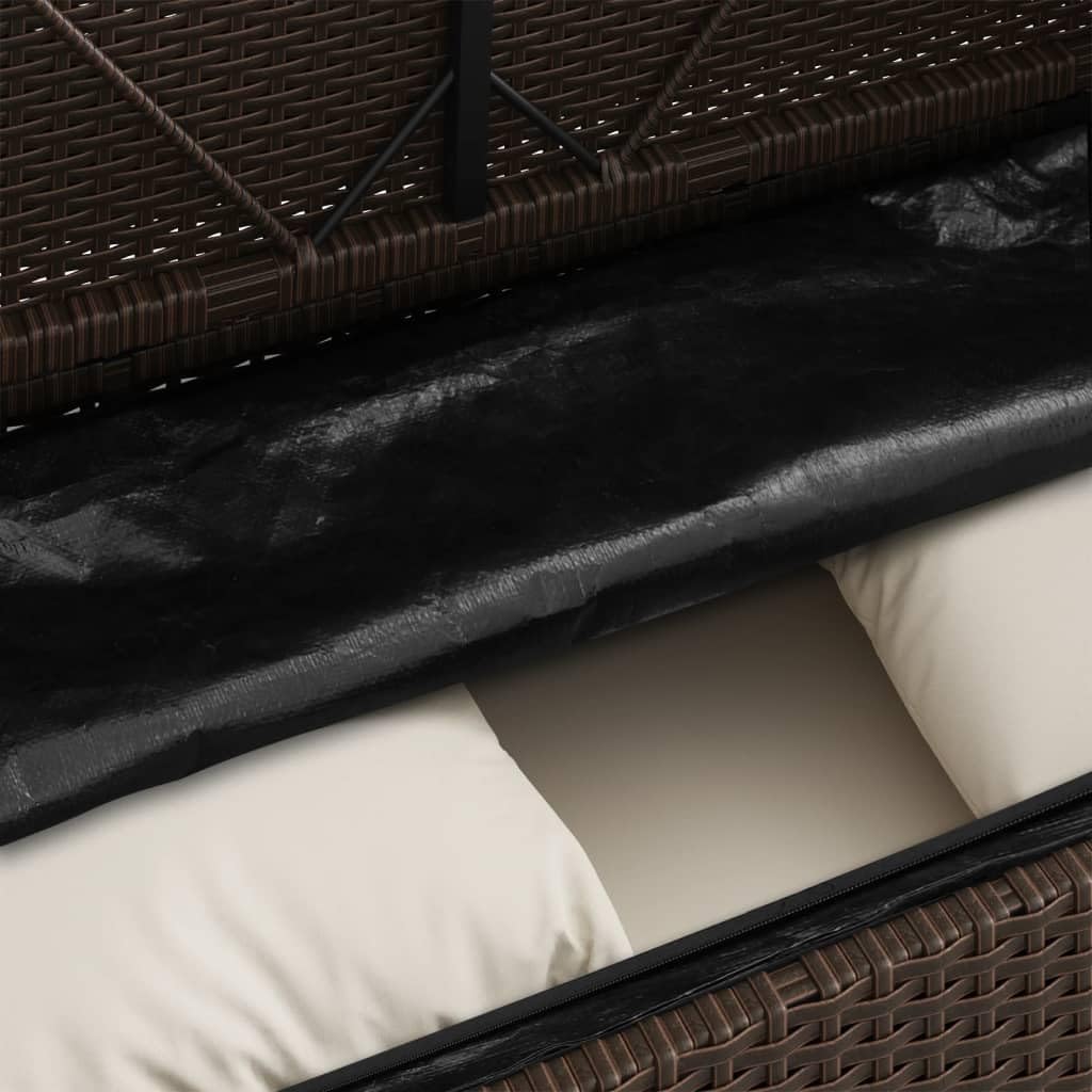 Gecheer Panca da Giardino, con Cuscini, 120x50x90,5 cm, Rattan PE e Acciaio Verniciato a Polvere, per Esterno, Seduta Comfortevole con Spazio di Archiviazione sotto la Seduta