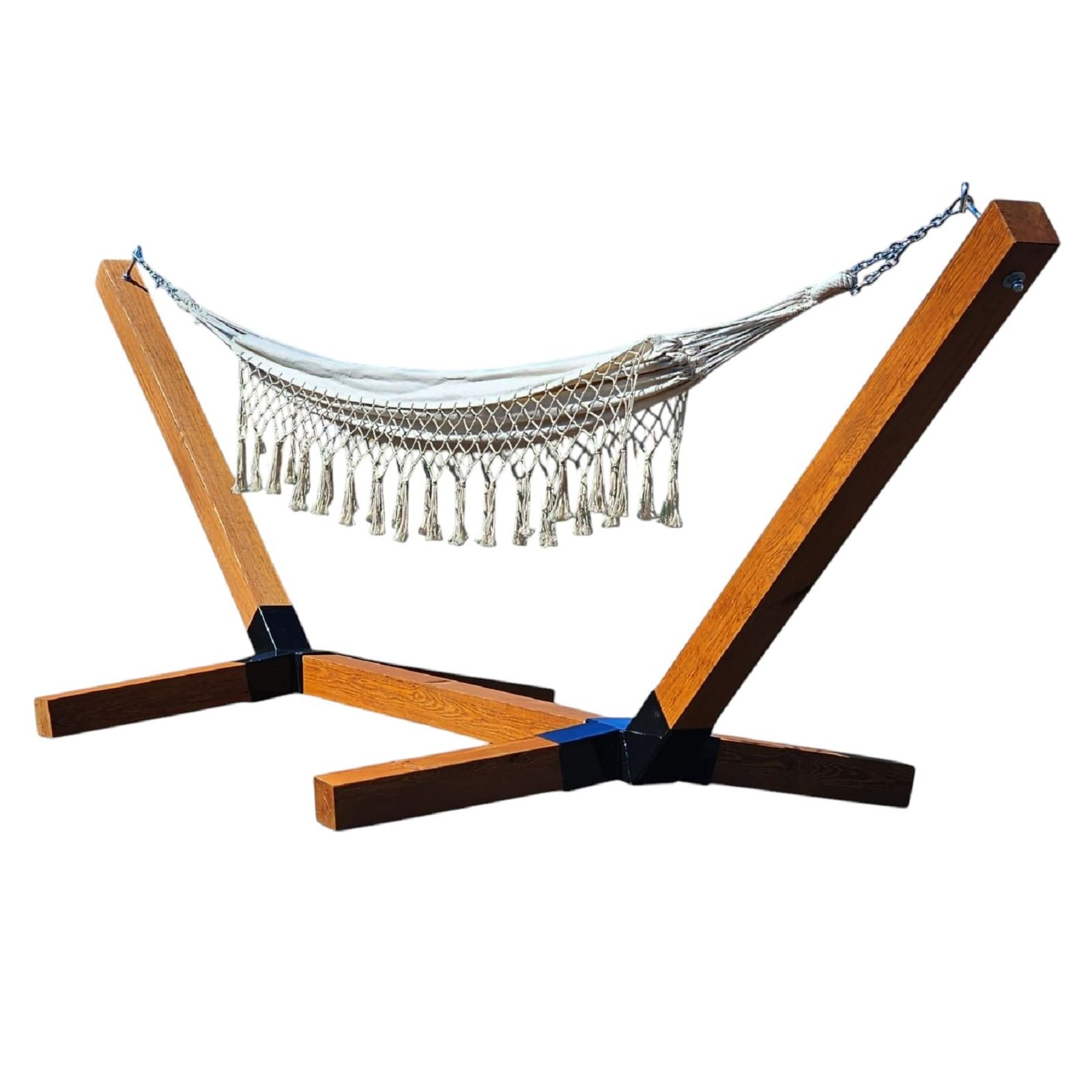 QLS Telaio per amaca in legno XXL 350 cm resistente alle intemperie fino a 350 kg per esterni
