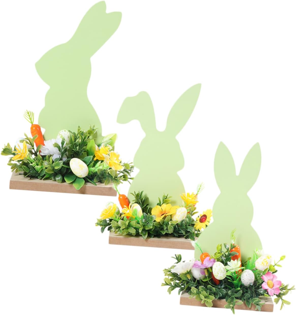 Zerodeko 3pcs Easter Bunny Table Decorations Spring Tabletop Centerpieces for Home Office Party Multi-Purpose Easter Decor Stable Base for Seasonal Celebrations