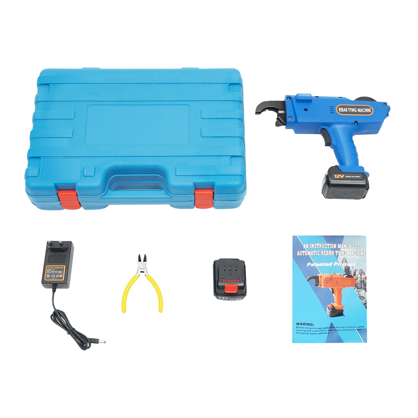 4500 mAh Machine à ligaturer les fils Machine à ligaturer les barres métalliques Rebar Tying Machine de reliure électrique Lieur fil fer d'armatures Professionnel Automatique Pince (Bleu)