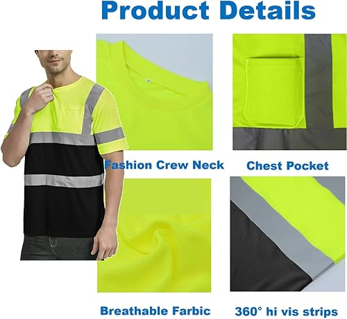 Miniatura 6 de Camisa de seguridad con logotipo personalizado Hi Vis Clase 2 Camisa reflectante de alta visibilidad con bolsillo Camisa de trabajo amarilla de