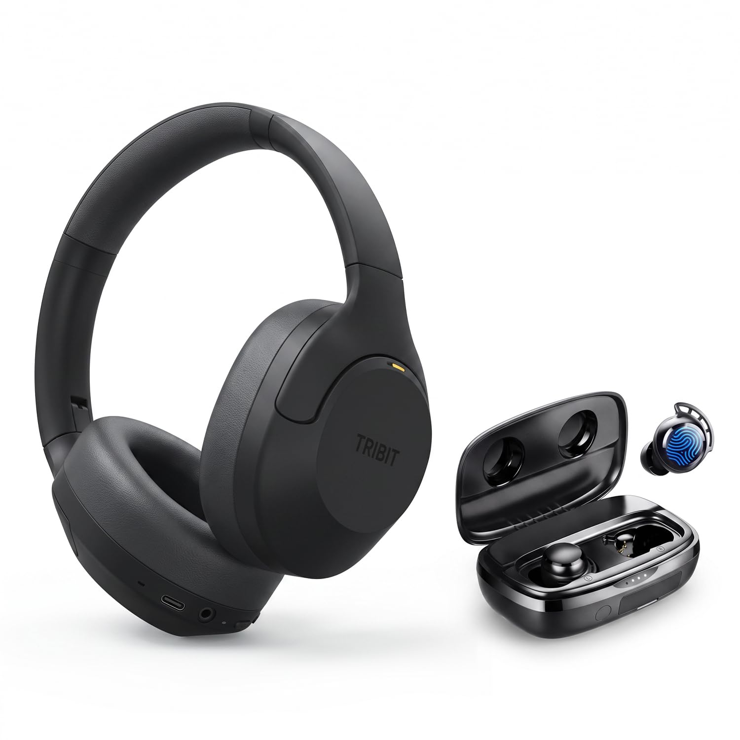 Tribit FlyBuds 3 In-Ear & QuietPlus 81 Noise Cancelling Over-Ear Kopfhörer | FlyBuds 3, 110 Std., BT 5.3, 4-Mic ENC, IPX8, EQ | QuietPlus 81, ANC, 110 Std., BT 6.0, Deep Bass, 6 EQ per App