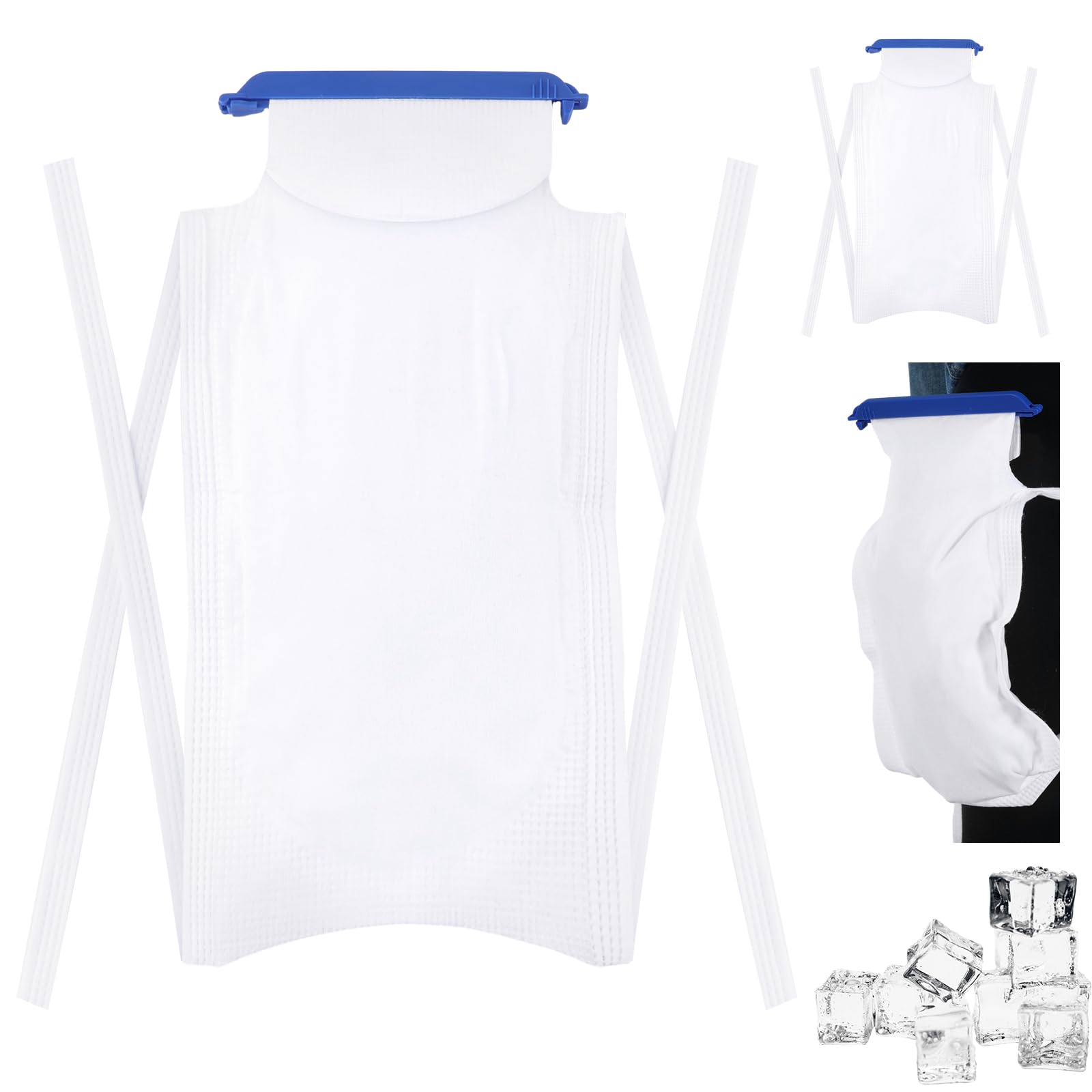 Syhood Disposable Large Ice Packs for Injuries 7 x 14 Inch Reusable Refillable Ice Bags with Clamp Closure with Soft Outer Covering and Leak Resistant