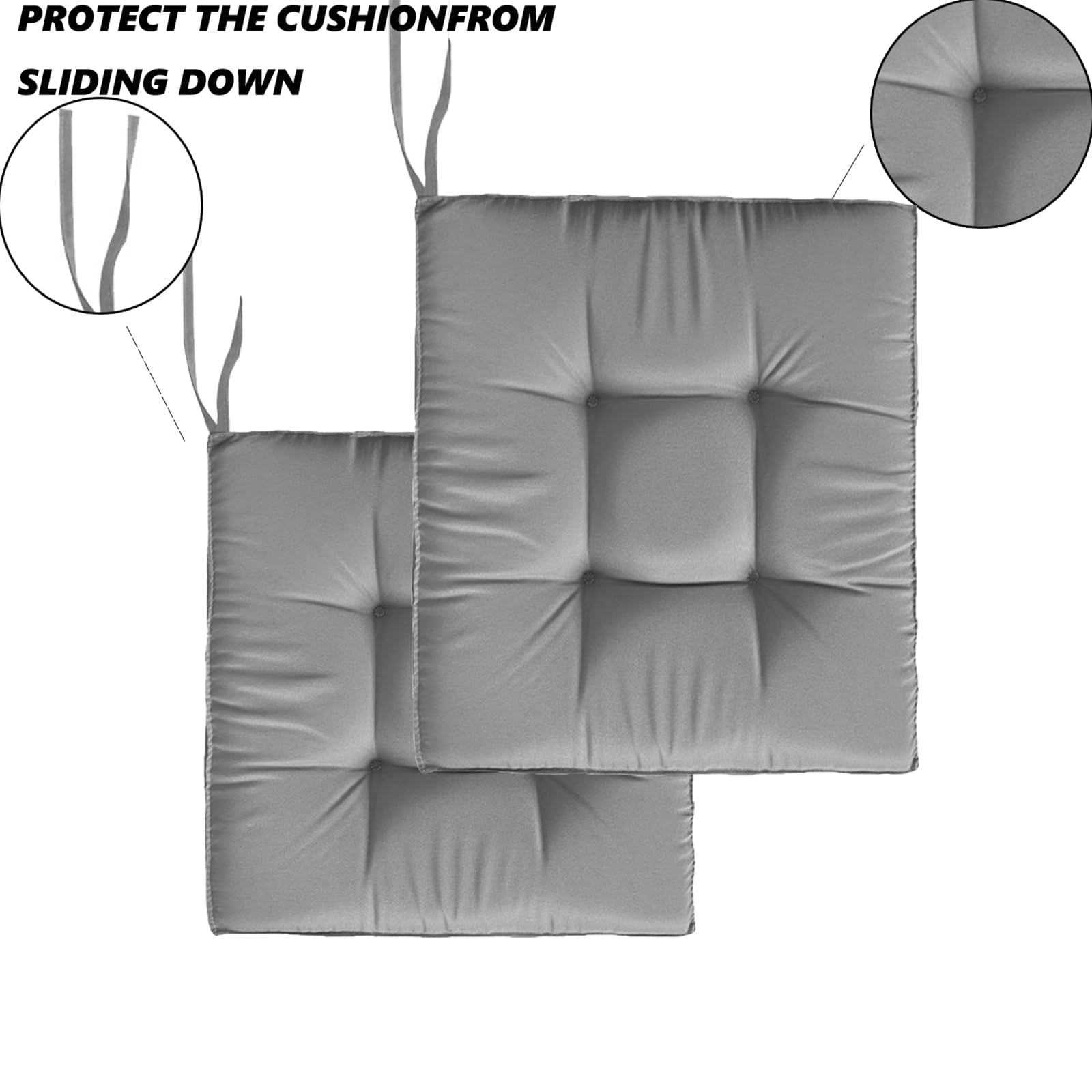Set di 4 cuscini spessi per sedie, quadrati, con laccetti, per sala da pranzo, cucina, giardino e casa, ufficio, 40 cm, per t & Sle