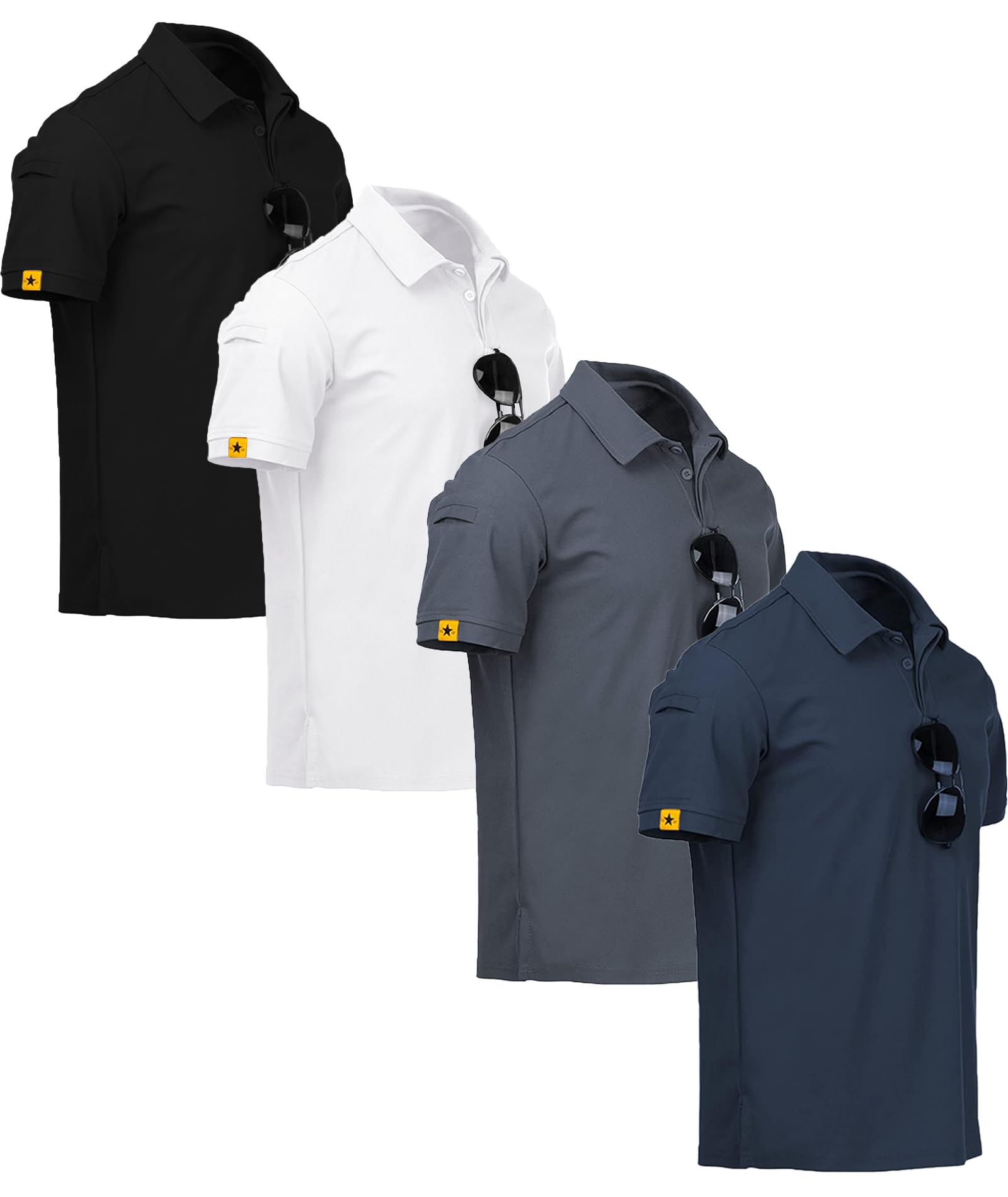 V VALANCH 3/4 Pack Polo Shirts for Men Short Sleeve Golf Tennis Work Summer Moisture Wicking Shirts