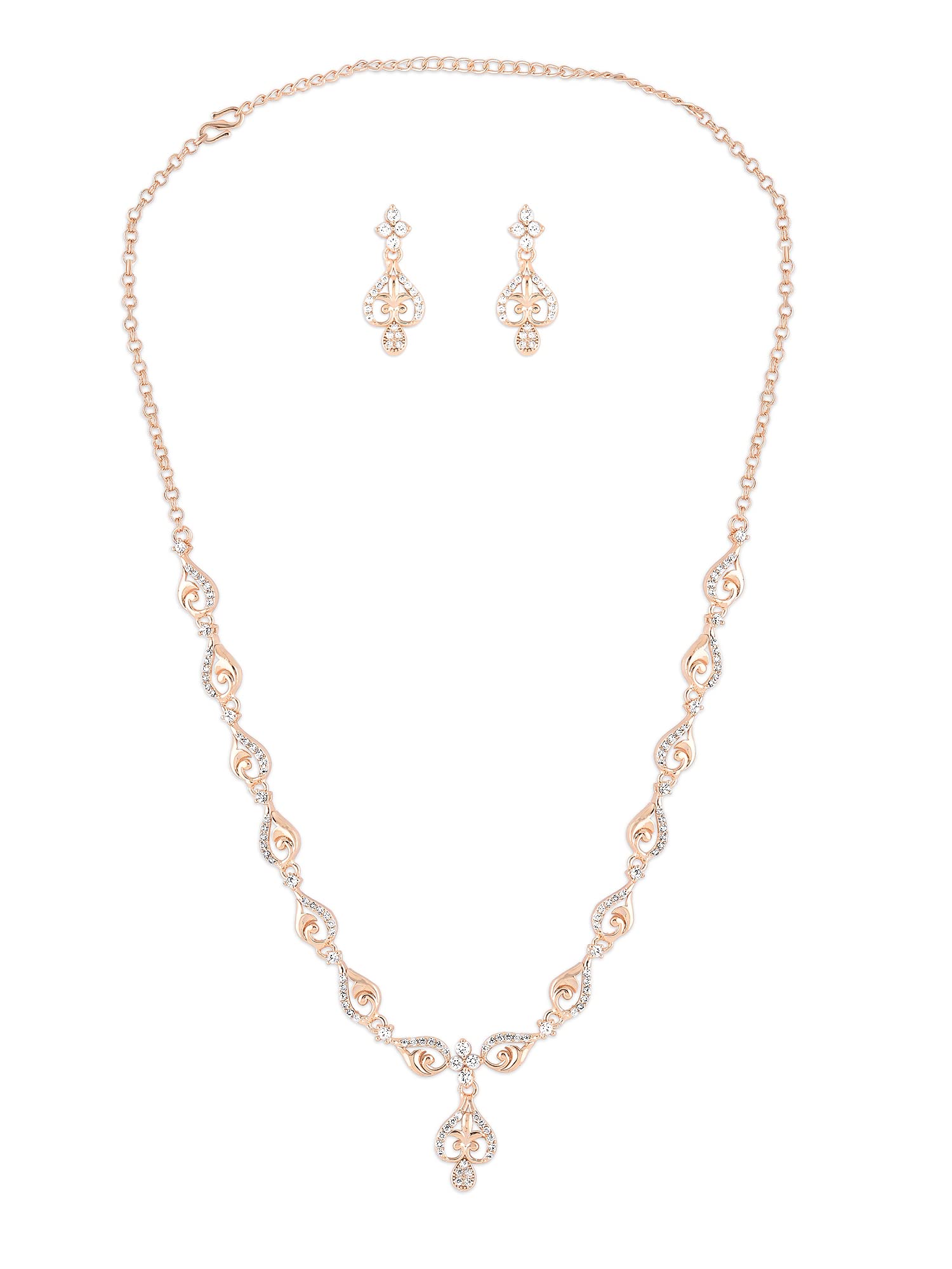 See full amazon price history chart for ZAVERI PEARLS Rose Gold Dazzling Cubic Zirconia Bling Necklace & Earring Set For Women-ZPFK15216 ZAVERI PEARLS Rose Gold Dazzling Cubic Zirconia Bling Necklace & Earring Set For Women-ZPFK15216 (B0BRNCYLPG) Amazon Price History, Amazon Price Tracker