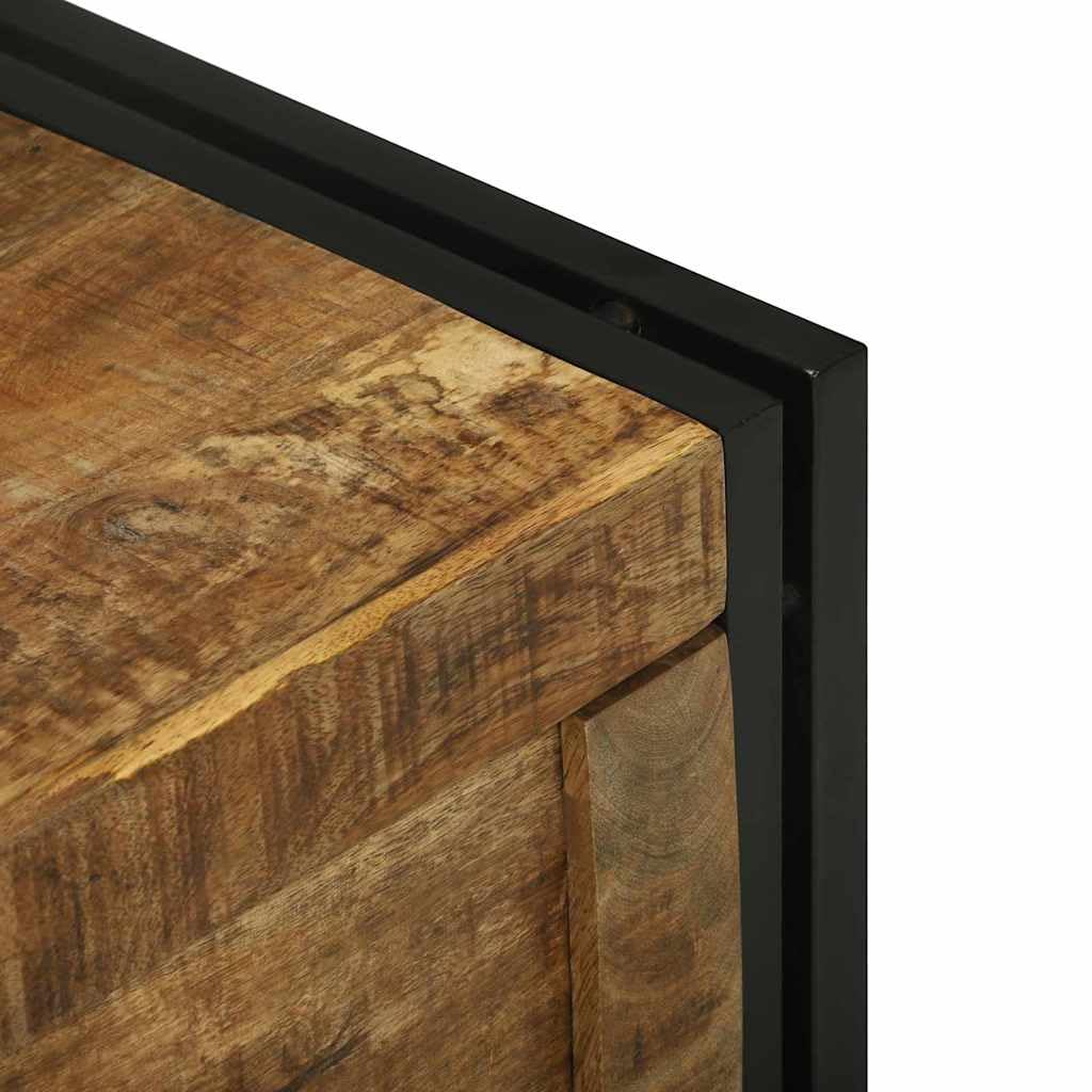 Aufbewahrungsbox Massivholz Mango 60x40x41 cm | Rustikales Design Braun Schwarz, Eisenrahmen, für Wohnzimmer, Decken Magazine