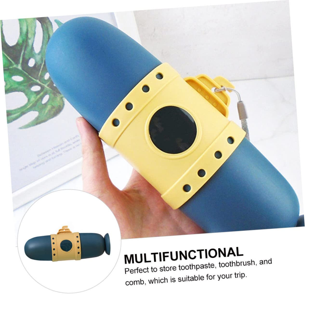 PartyKindom 6pezzi Porta Spazzolino Da Viaggio Design Submarino Elegante Custodia Per Spazzolino e Tazza Da Lavaggio Contenitore Pratico e Profondo Organizzatore Compatto Per Viaggi
