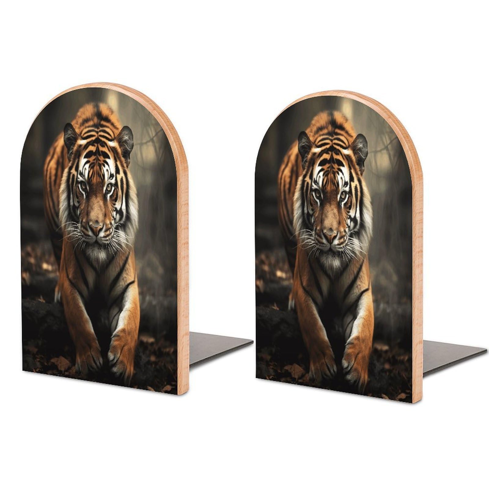 Wild Animals Tiger Bookend Wood Book End for Shelves Heavy Duty Non-Slip Wooden Bookend Support Universal Economy Bookends Fancy Modern Decorative Book Accessories 1 Pairs