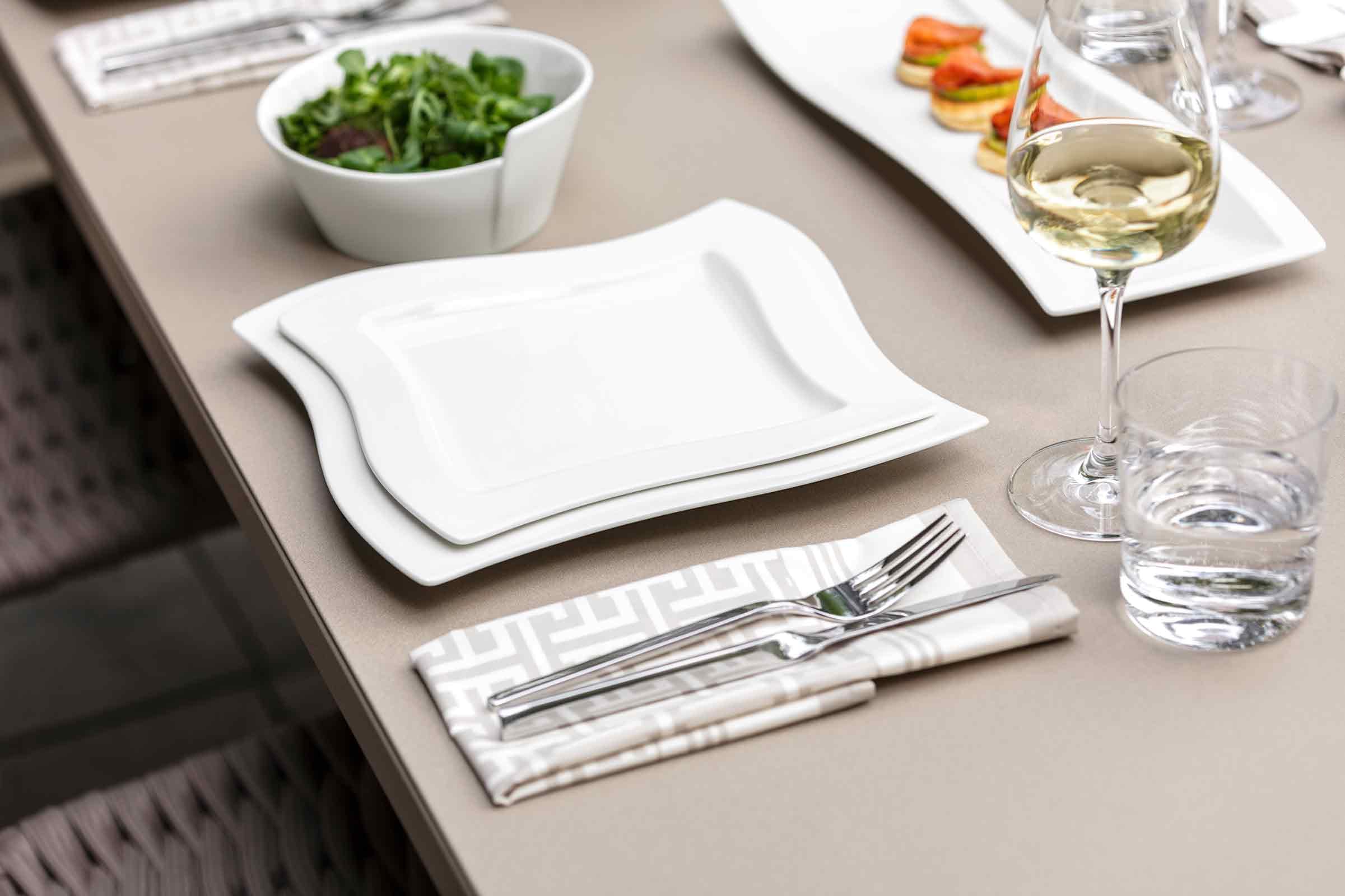 Villeroy & Boch – NewWave Basic-Set 6-teilig, Geschirr Set Für 2 Personen, Spülmaschinenfest, Geschirrset, Service, Teller, Schalen, Weiß, Keramik, Premium Porzellan