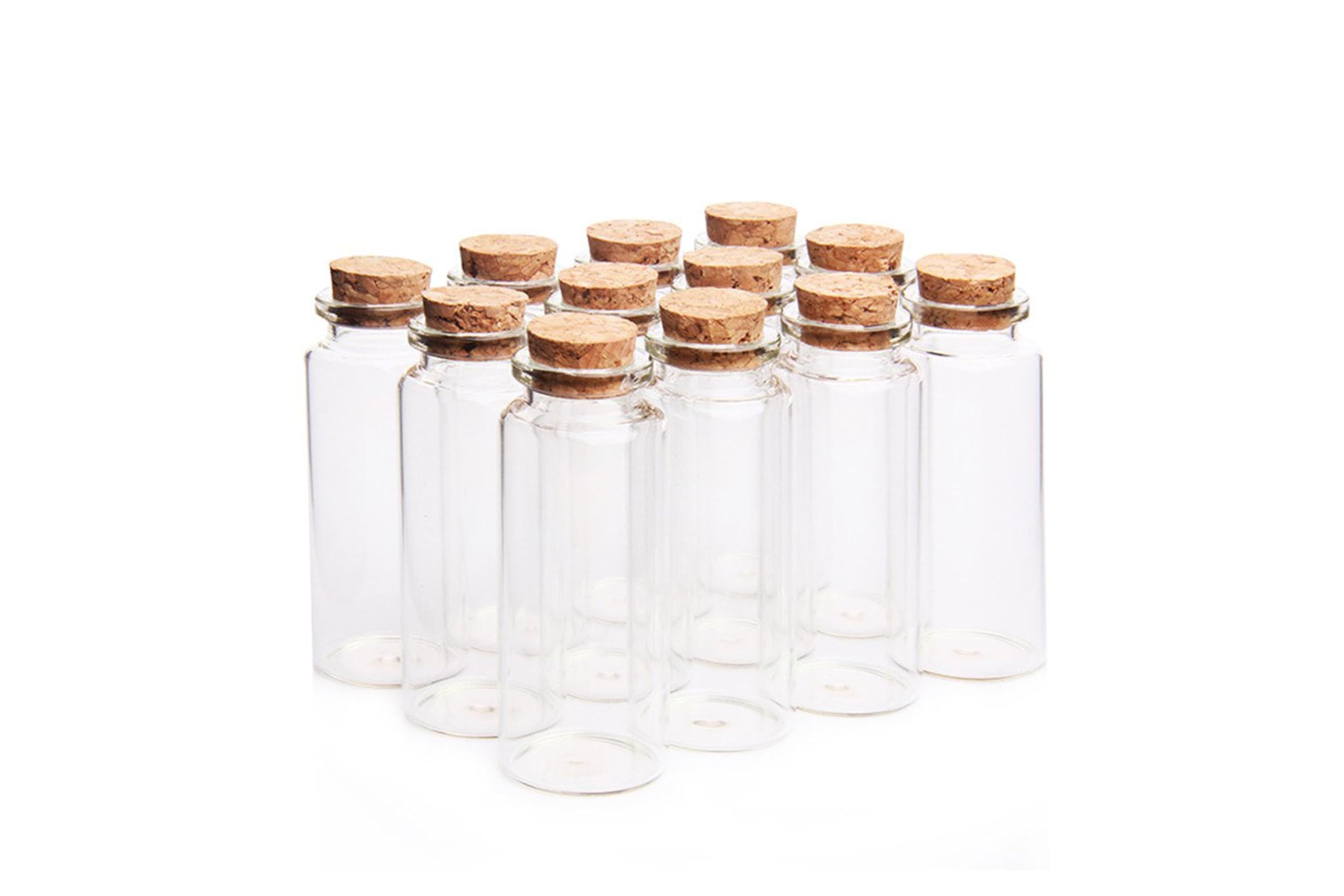 MIXUNBOX 10 Pcs Decorative boxes Empty Lovely Small Tiny Wish glass Bottle with Cork Stoppers for Deepawali, diwali Gift, Decoration (20 ml)