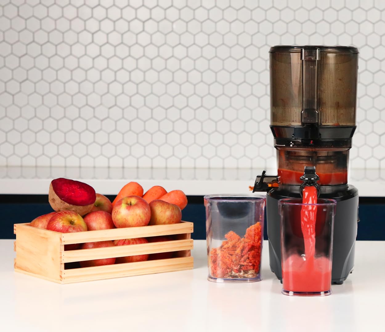 Kuvings Extracteur de jus AUTO10S avec 2 bouteilles en verre, découpe automatique, panier XXL 3L
