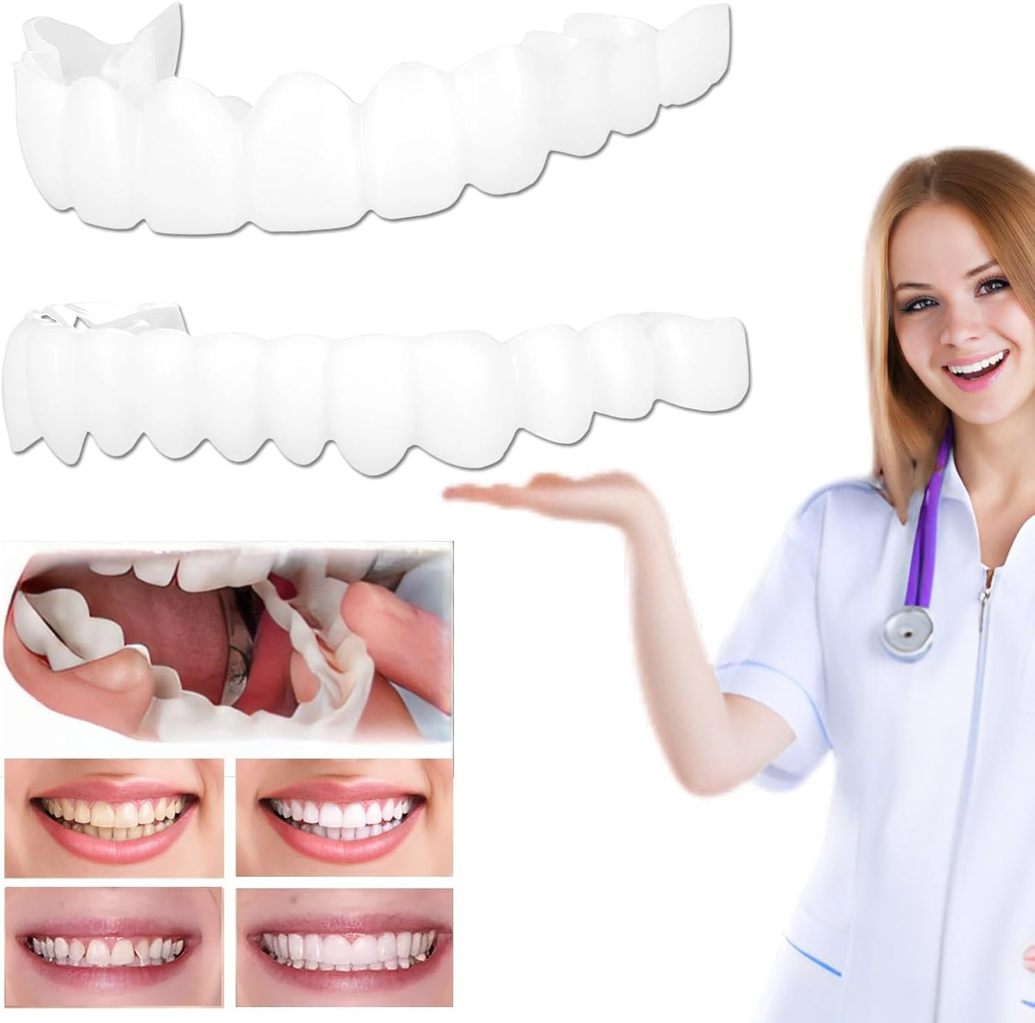 Photo 1 of 2 PCS, Temporarily Adjustable, Comfortable & Secure, Top & Bottom Included.(White) (6)