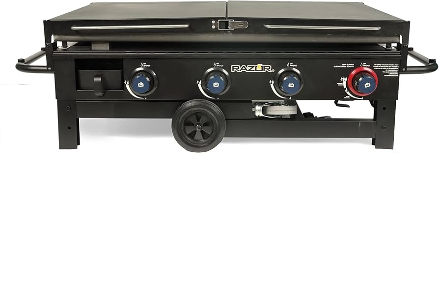 Razor 4Burner Foldable Propane Gas Griddle (16 And Grill (16 Combo With Lid In Black GGC2244M