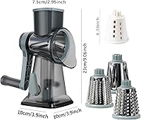 Vista 6 de Cheese Grater,Rotary Cheese Grater with Handle, Multifunctional Rotary Cheese Shredder Effortlessly Grates Cheese, Vegetables, and Fruits (Blue)